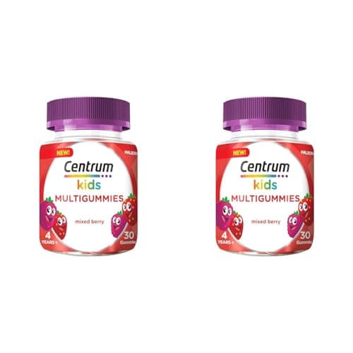 Image of Centrum Multivitamins Mixed Berry for Kids Immunity Support, 10 Essential Nutrients Includes Vitamin C and D, 30 Chewable Multigummies (Pack of 2)