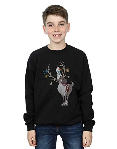 Image of Disney Boys Frozen Sven And Olaf Christmas Ornaments Sweatshirt Black 5-6 Years