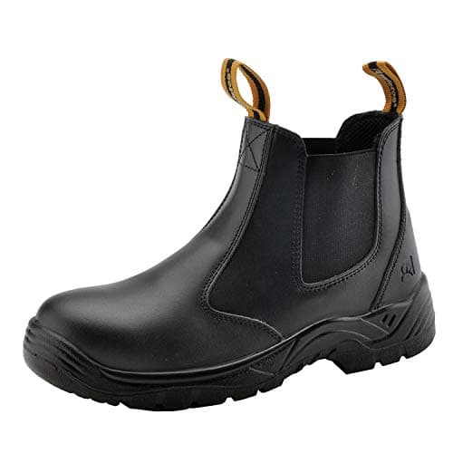 Image of SAFETOE Water Resistant Safety Work Boots [CE Certified] - 8025 Free Sock S3 Site Safety Shoes with Lightweight Wide Fit Steel Toe Cap, Black Waterproof Slip On Dealer Work Boots for Men & Women Size
