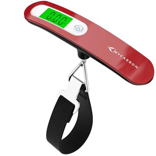 Image of MYCARBON Luggage Scale Portable Digital Weight Scale for Travel Suitcase with Tare Function 110 Lb/ 50Kg Capacity (Red)