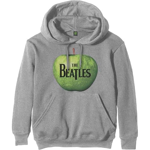 Image of Rock Off officially licensed products The Beatles Grey Apple Logo Official Unisex Hoodie Hooded Top (Large)