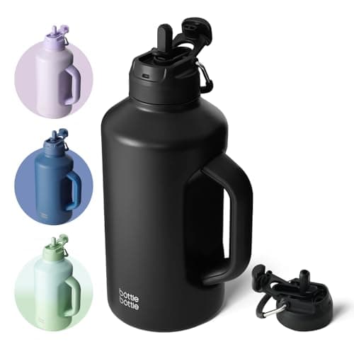 Image of BOTTLE Insulated 64 oz Water Bottle with Straw and Dual-use Lid for Men - Vacuum Stainless Steel for Workout and Sports - Black