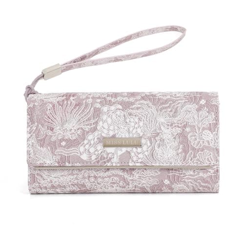 Image of Miss Lulu Large Women's Wallet, Synthetic Leather Coin Purse with White Print Women's Purse