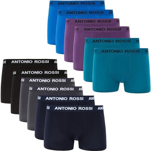 Image of ANTONIO ROSSI Mens (12-pack) Hipsters Fitted Boxer, Black, Blue, Grey, Green, L UK