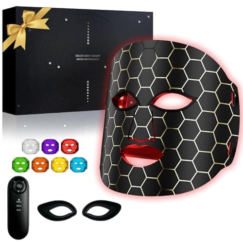 Image of LED Face Mask, Red Light Therapy Mask LED Red Light Face Mask 7 Photon Modes Therapy 288 Beams Comes With Rechargeable Remote Control, for Skin Rejuvenation, Anti-Aging, and Soothing.(7 Lights)
