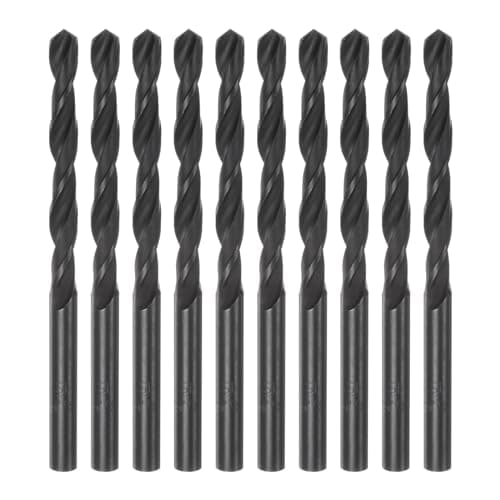 Image of sourcing map 10pcs Jobber Drill Bits 6.5mm (17/64") Nitride Coated High Speed Steel (HSS) 4241 Twist Drill Bits for Stainless Steel Copper Aluminum Alloy Metal Wood Plastic, Black