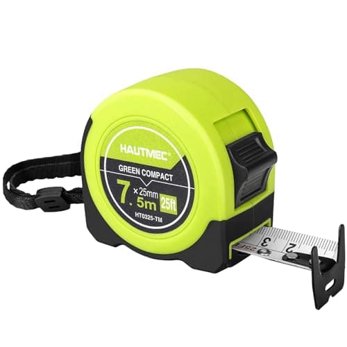 Image of HAUTMEC Tape Measure 7.5m/25ft with Dual Scale Metric and Imperial 1/8 Fractions Measuring Tape Compact Economical for Home DIY Renovations Crafting Quick Fixes HT0325-TM