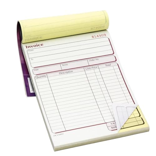 Image of Pukka PAD Pack of 5 NCR Duplicate Invoice Book 50 Numbered Sets 137 x 203mm Durable Cover Receipt Book for Small Business Self-Employed Professionals Financial Records and Transactions