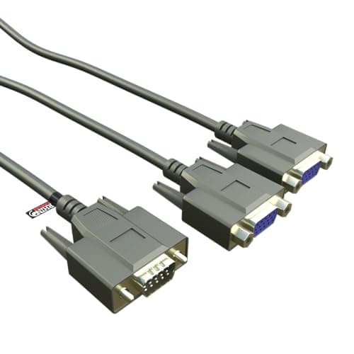 Image of rhinocables VGA Splitter for Screen Duplication 15 Pin SVGA Y Splitter Adapter for One PC to Two Monitors Video Dual Display (1.8m)