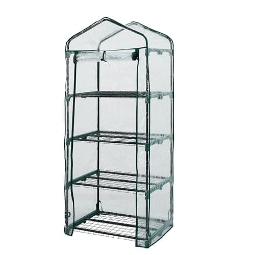 Image of Top Home Solutions® Mini Greenhouse - 4 Tier Cold Frame With Clear PVC Cover, Roll-Up Zipped Door - Portable Greenhouse For Plants And Seedlings - Perfect for Outdoor Garden and Home