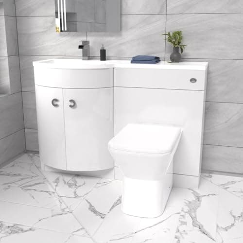 Image of Nes Home 1100mm Left Hand Sink White Combination Vanity Unit with BTW Toilet