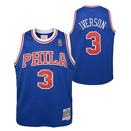 Image of Mitchell & Ness Swingman Kids Jersey Philadelphia 76ers 1996 Allen Iverson - 170-180 (US 18-20), Royal