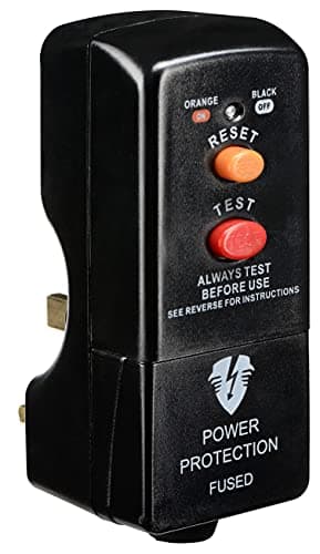 Image of Masterplug Non-Latching RCD Safety Adaptor, 112 x 72.3 x 50.5 mm, Black