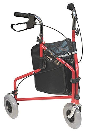 Image of Aidapt Red Folding Light Weight 3 Wheeled Tri Walker Rollator Mobility Aid with Carry Bag and Lockable Brakes for Indoor and Outdoor use