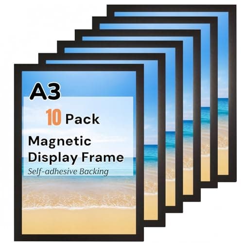 Image of CHDEXU Magnetic Sign Holder A3, 10 Pack Self Adhesive Magnetic Picture Frame, Magnetic Photo Frames for Wall Window Sign Holder, Display Frames for Home Office School