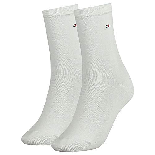 Image of Tommy Hilfiger - Casual Womens Socks - 2 Pack - Womens Clothing - Ladies Socks - Ankle Socks - Signature Embroidered Logo - White