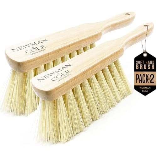 Image of Newman & Cole Natural Wooden Hand Brushes - Choose from Hard Stiff or Soft Brush with Natural or Synthetic Bristles (2 x Soft Synthetic Hand Brush)