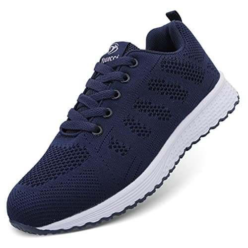Image of Women Trainers Lace-up Fashion Sneakers Breathable Fitness Sports Shoes Athletic Running Shoes Navy 6 UK