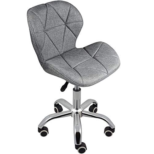 Image of Charles Jacobs Home Office Swivel Computer Desk Chair with a Height Adjustable Chrome base and Wheels - Grey Fabric