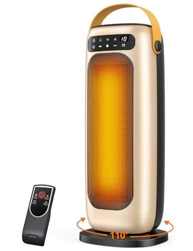 Image of Electric Heater, 1500W PTC Ceramic Space Heater for Home with Remote, 4 Heating Levels Room Heater with LED Touch Display, 110°Oscillation, 10H Timer, Overheat & Tip-Over Protection Portable Heaters