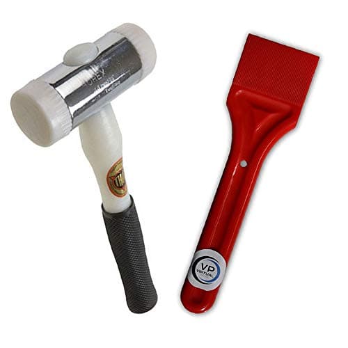 Image of Virtual Plastics Glazing Tool Kit - Glazing Paddle & Thor 710 Nylon Hammer - Straight Blade, Stainless Steel - Window Glazing Kit