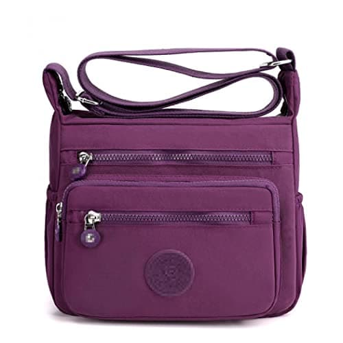 Image of Milky Way Womens Multi Pocket Casual Cross Body Bag Waterproof Travel Bag Messenger Bags Shoulder Handbag (Purple)