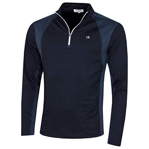 Image of Calvin Klein Mens Micro Grid Half Zip Mid Layer - Navy/White - XL