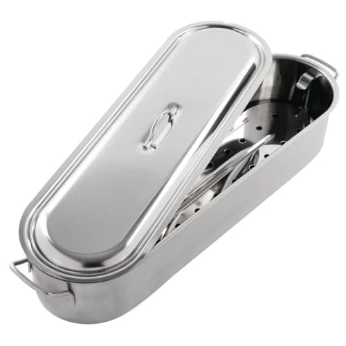 Image of KitchenCraft Induction-Safe Stainless Steel Fish Kettle, 45.5 x 15.5 x 1 cm (18" x 6" x 4")