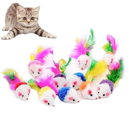 Image of 20 Pcs cat mouse toy, Cat Catnip Mice Toys, Cat Toy Mice Rattle Set, mouse cat toy, Interactive Realistic Plush Pets, Variety Interactive Cat Toy,with Feather Tail for Cat Kitten (Random Color)