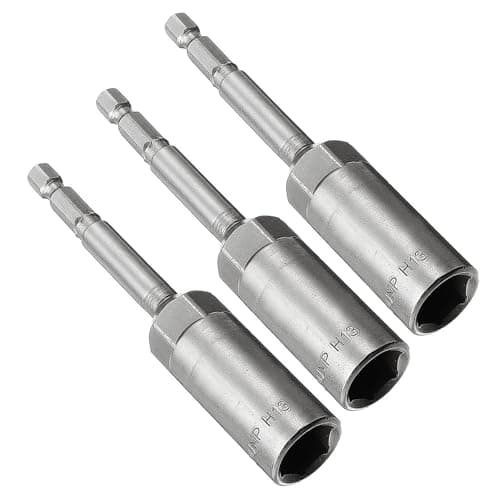 Image of ROWORKX 3Pcs 13mm Nut Setter Driver Drill Bit Set, 1/4 inch Hex Shank Quick Change, 100mm Length Metric Nut Driver Set for Drill, Electric Screwdriver, Impact Driver, Woodworking, DIY, No-Magnetic