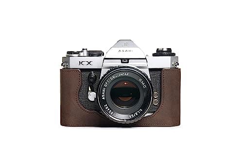 Image of Handmade Genuine Real Leather Half Camera Case Bag Cover for Pentax KX Coffee color