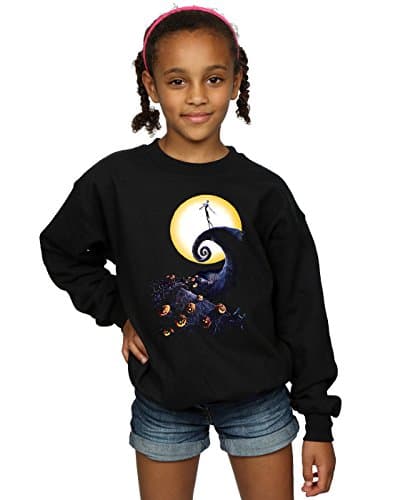 Image of Disney Girls Nightmare Before Christmas Jack And Sally Love Sweatshirt 5-6 Years Black