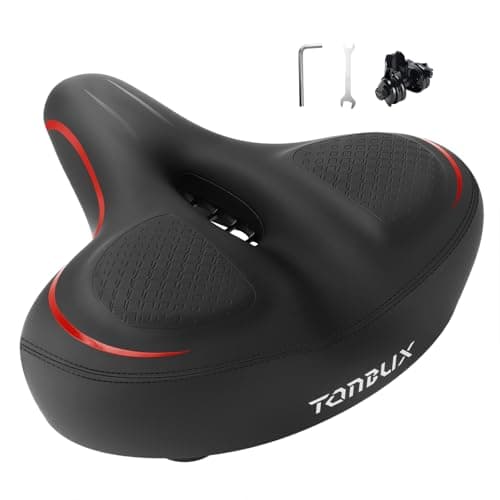 Image of TONBUX Oversized Bike Seat for Men Women Comfort, Bicycle Seat Replacement with Wide Cushion, Breathable Waterproof Bike Saddle Pad, Universal Fit for Peloton/Exercise/Road/Cruiser/Mountain Bikes