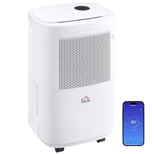 Image of HOMCOM 10L/Day Portable Quiet Dehumidifier with WiFi Smart App Control, 2.2L Water Tank, Electric Moisture Air Dehumidifier for Home Laundry Basement