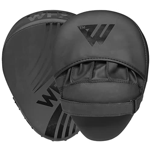 Image of WFX Pads Focus Mitts Hook and Jab Punch Bag Target Training Curved Strike Shield Hand Muay Thai Pad MMA Martial Arts Gloves (Black)