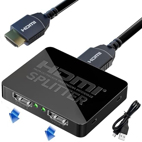 Image of GLOBAL TECH HDMI Splitter 1 in 2 Out – 4K HDMI Splitter for Dual Monitors – 2 Way Hdmi Adapter Support 4K 3D 1080P for Fire Stick, PS4, Xbox, Sky Q Box, Blu-ray DVD