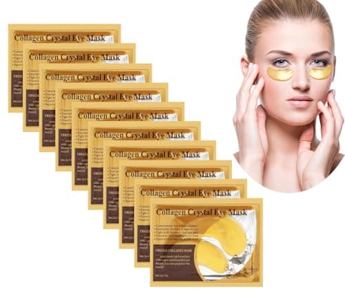 Image of 10 Pairs Crystal Collagen 24k Gold Under Eye Gel Pad Face Mask Anti Aging Wrinkle for Dark Circles, Anti Wrinkle, Puffy Eyes, Skincare, Hydrating, Soothing