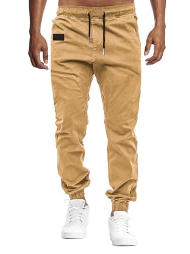 Image of VMSUCIJ Mens Cargo Trousers Joggers for Men UK Work Trousers Outdoor Pants Cotton Chinos Regular Fit Multi-Pocket,Yellow 01,L