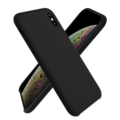 Image of Cyber-Tech Liquid Silicone Case Designed for iPhone Xs Max Case 6.5 inch, Full Body Protective Covered Silky-Soft Anti-Scratch Gel Rubber Slim Shockproof Cover (Black)