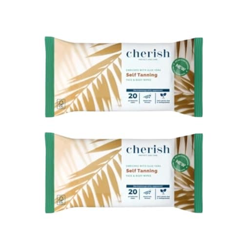 Image of Self-Tanning Wipes – 2 x 20 Pack (40 Wipes Total) | Gradual Self-Tan Towelettes for Face & Body | Streak-Free, Quick-Drying | Unisex Bronze Glow. Enriched with Aloe Vera.