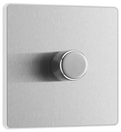 Image of BG Electrical Intelligent Single Wall Dimmer Switch, 2 Way, Screwless Front Plate, Evolve, Brushed Steel, 200W, PCDBS81W