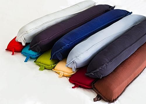 Image of Comfortesy Plain Dyed Fabric Hollowfibre Filled Draught Excluder Stopper Cushion - Heavy Door Draught Stopper for Bottom of Door/Window - Draft Insulator - 90x18cm (Beige)