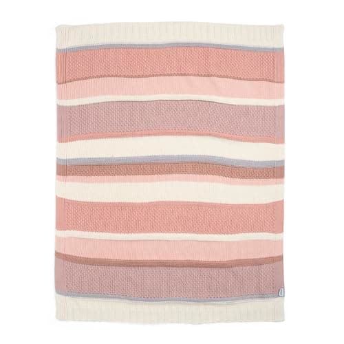 Image of Mamas & Papas Nursery Small Knitted Blanket, Pink Block, 70 x 90 cm