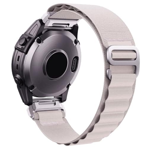 Image of EKINGEEK Nylon QuickFit Watch Strap for Garmin fenix 7S/6S/5S, epix Pro Gen 2 42mm, fenix 8 43mm, Descent Mk3/Mk3i 43mm, Approach S70– Soft, Breathable Replacement Strap White (Silver,20mm)