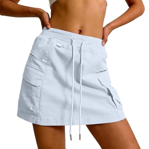 Image of Women's Skirt, Stylish and Comfortable High Waisted Flowing Skirt with Pockets and Elastic Waistband, beige, L