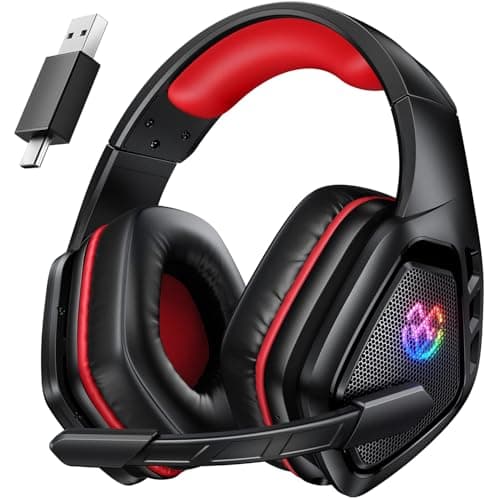 Image of Tatybo Wireless Gaming Headset for PC Ps5 Ps4, 2.4GHz USB & Type-C & Bluetooth Gaming Headphones with Mic, 40H Battery Comfortable Gaming Headsets for Switch Laptop Mobile Mac (Black Red)