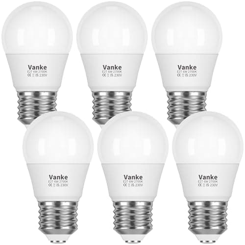 Image of Vanke E27 Screw LED Bulb Warm White 2700K Yellow Light, 40W Equilavent, 6W Screw Golf Ball Light Bulbs, 470 Lumen, 6-Pack, Non-Dimmable