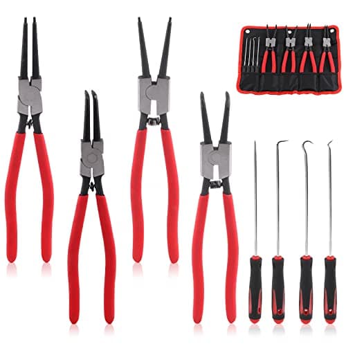 Image of Swpeet 13-Inch Snap Ring Pliers with Pick and Hook Tool Set, Heavy Duty Internal/External Circlip Oil Seal Set, Perfect for Ring Remover Retaining