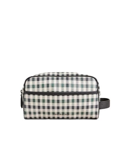 Image of Ted Baker Mens Nayrrn Printed House Check Wash Toiletry Bag in Dark Blue