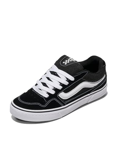Image of Vans Mens Size 7, Caldrone Sneaker Black & White Suede & Mesh Canvas Lace Up Shoes, Low Top Men's Trainers, Lightweight Sports Shoes Active Wear Range (7 UK)